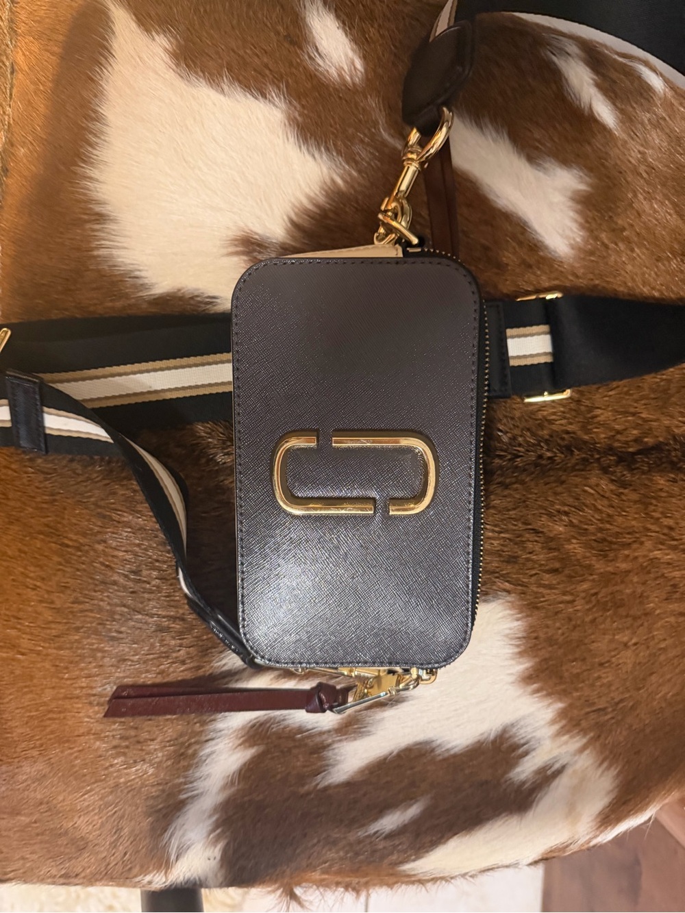 Marc Jacobs Black Leather Compact Belt Bag with Gold Double-J Logo